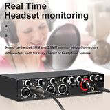 4-in 2-out USB 4 Channel USB2.0 Audio Interface External Microphone Sound Card 24-bit/192kHz With Loopback Monitor