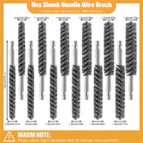 Bore Stainless Steel Bristles Wire Brush for Power Drill with Hex Shank Handle 12 Pcs