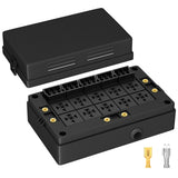 DaierTek 10 Car Relay 12V Box 15 Way Blade Fuse Holder For Automotive Marine With Termianls