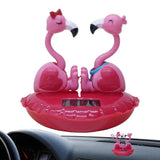 Solar Bobblehead Flamingo Cute Ornaments Dashboard Shaking Decor Valentine's Day Shake Head Toy For Car