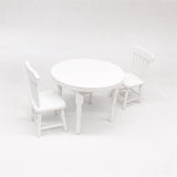 3Pcs/Set 1:12 Miniature Furniture White Wooden Dining Table With 2 Chairs Dollhouse Decorations Accessories
