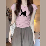 Women's Summer Design Sense Niche Pleated Slim-fit Short-sleeved T-shirt