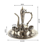 European Turkish Coffee Pot Set - Metal Cup Beverage Drinkware for Living Room