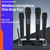 Professional VHF Wireless System 4 Channel Handheld Karaoke Microphone for Home Party Church Event Speaker Hot Sale