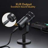 Dynamic XLR PC Microphone All Metall Gaming Broadcast Recording Streaming Works for Audio Interface Sound Card Mixer PD100