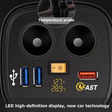 Cup Charger Cigarette Lighter Socket 3 USB Port charger For Mobile Phone QC3.0 Fast Car Charger with Temperature Voltage Display