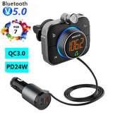 Car Handsfree MP3 Player Bluetooth 5.0 FM Transmitter RGB Modulator Music Car Kit PD18W QC3.0 Fast Charger