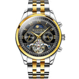 GUANQIN Tourbillon Waterproof Stainless steel Men's watches Mechanical Moon Phase Automatic watch for men Sapphire mirror Watch