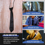 Solid Black Polyester Elastic Slim Necktie Neck Tie for Child