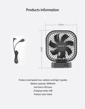 Mini USB Rechargeable Portable Silent Desktop Fan, 5000mAh, Timing Magnetic Suction, Air Cooler, Office and Outdoor