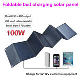 100W Solar Panel Folding Bag USB+DC Output Solars Charger Foldable Sola r Charging Device Outdoor Portable Power Supply