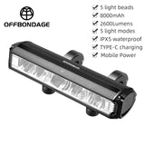 OFFBONDAGE Bicycle Front Bike Light Waterproof Flashlight USB Charging MTB Road Cycg Lamp Accessories