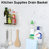 Kitchen Sink Organizer Sponge Holder Drainer Basket Storage Drying Rack Spice Organization Bottle Shelf Rag Hanger