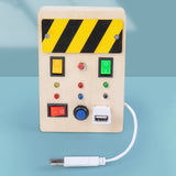 Baby Montessori Busy Board Wooden Toys With LED Light Switch Control Travel Activities Children Games For Toddlers 2-4Y