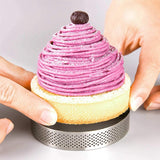 8 Pcs Circular Stainless Steel Tart Ring Tower Pie Mould Baking Tools Perforated Cake Mousse Ring,8Cm