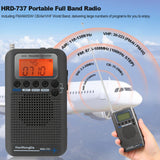 HRD-737 Portable Full Radio Aircraft Receiver FM/AM/SW/ CB/Air/VHF World Band with LCD Display Alarm Clock