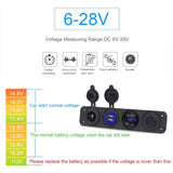 DIY 4 Hole Panel 4.2A Dual Usb Charger Cigarette Lighter Switch VoltMeter 60CM Cable for Car Boat Trailer Vehicles Truck Yacht