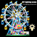 870PCS Rotating Ferris Wheel Electric Building Bloc with Lights Amusement Park Children's Birthday Gift