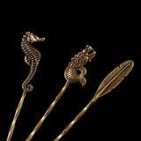 Retro Brass Pass Drill Dredge Drilled Creative Carving Spiral Ventilation Needle Cigarette Cigar Smoking Tool