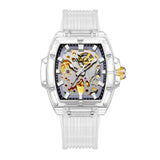Watch for Men ONOLA Sprots Fashion Plastic Transparent Hollow Full Automatic Mechanical Watches Men Waterproof Clock