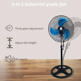 Portable 18-Inch 3-Speed Pedestal Fan - Adjustable Height Standing Fan for Living Room, Bedroom, Kitchen.