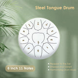 6 inch 11 Tone Steel Tongue Hand Pan Drum Drumstick Percussion Music Instrument Tambourine Yoga Relaxation Glucopon Gift