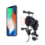 Phone QC3.0 USB Qi Fast Charging Wireless Charger 9-30v Bracket Holder 360 Rotation Motorcycle Bicycle Handlebar