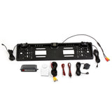 European License Plate Frame Backup 12 LED Rear View Camera with Reversing Radar System Parking Sensor