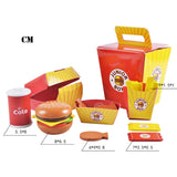 Simulation Wooden Hamburger Fries Fast Food Model Set Pretend Play Toy Creating Stacking Burger Combinations Kids