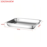 1PCS Deep Service Storage Tray Pan Stainless Steel BBQ Plates For Food Container Steamed Dishes Kitchen Pastry Baking Tools