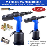 Pneumatic Riveter Automatic Rivet Gun RL-6312 Industrial Hydraulic Quick Riveting Nut Tool M3 M4 M5 M6 M8 M10 M12