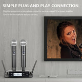 Dual Channels UHF Wireless Microphone Set Handheld Fixed Frequency Dynamic Mic for Karaoke Wedding Party Church Show Micro Phone