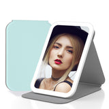 PU Leather Vanity Mirror 3 Colors Light Modes Travel Makeup Mirror  360°Rotation Lighted Cosmetic Mirror with Adjustable Stand