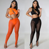 Skinny Mesh See-through Leggings For Women