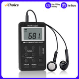 HanRongDa HRD-103 AM FM Digital 2 Band Stereo Receiver w/ Headphones LCD Screen Rechargeable Battery Portable Pocket Radio