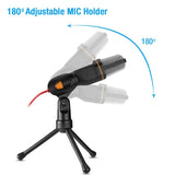 SF-666 Professional 3.5Mm Microphone Wired Home AUX Audio Stereo Desktop Tripod MIC Set For Pc Phone Karaoke Durable Gold