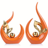 2pcs/set Ceramic Abstract Statue ,White And Golden Accents For Living Room TV Stand Decoration, Home Office, Room Decoration, Entrance Way Entrance, Table Decoration And Accessories
