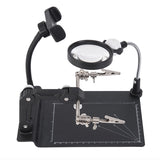 Welding Magnifying Glass with LED Light 7X Desktop Magnifier Auxiliary Clip Scale Base Third Hand Loupe for Soldering Repairing