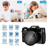 4K Digital For Photography and Video Auto focus Anti-Shake 48MP Compact Vlogging Camera 3' '180°Flip Screen with Flash