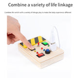 Baby Montessori Busy Board Wooden Toys With LED Light Switch Control Travel Activities Children Games For Toddlers 2-4Y