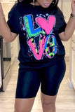 Women's Printed Letter Crew Neck T-shirt