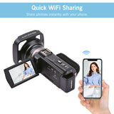 4K 60FPS HD Digital Camera DV Camcorder 48MP 16X Zoom 3" Rotatable LCD Touch Screen IR Night Vision for Video Recording