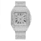 Watch for Men Ice Out Square Watches Luxury Diamonds Quartz Wristwatches Waterproof Black Leisure Business Relogios Masculino