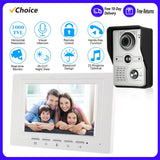7 inch Wired Doorbell Indoor Monitor IR-CUT Outdoor Camera Visual Intercom Two-way Audio Remote Unlock Video Door Phone