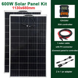 300W/600W Solar Panel Kit - PET Flexible Solar Cell Charger for 12V Battery, Ideal for Camping, RV, Car, Yacht, Boat & Marine Motorhome