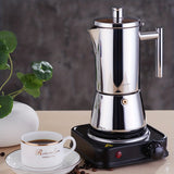1pc 200ml 300ml 600ml Stainless Steel Espresso Maker For Great Flavored Strong Espresso, Classic Italian Style 3 Espresso Cup Moka Pot, Makes Delicious Coffee