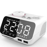 Music Bluetooth Speaker Snooze Digital FM Radio Table Alarm 1A+2A Clock USB Charger TF Player for iPhone Android