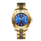 Brand ONOLA Business Casual luxury retro stainless steel golden men's watch high quality gold watches men