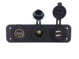 DIY 3 in 1 Panel 4.2A Dual USB Charger Outlet Voltmeter Cigarette Lighter Socket Splitter Adapter for Truck Car Marine Boat