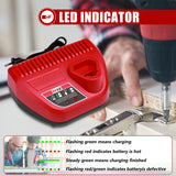 3.0A Lithium for Milwaukee M12 10.8V 12V Li-ion Battery Replacement Charger N12 48-59-2401 48-11-2402
